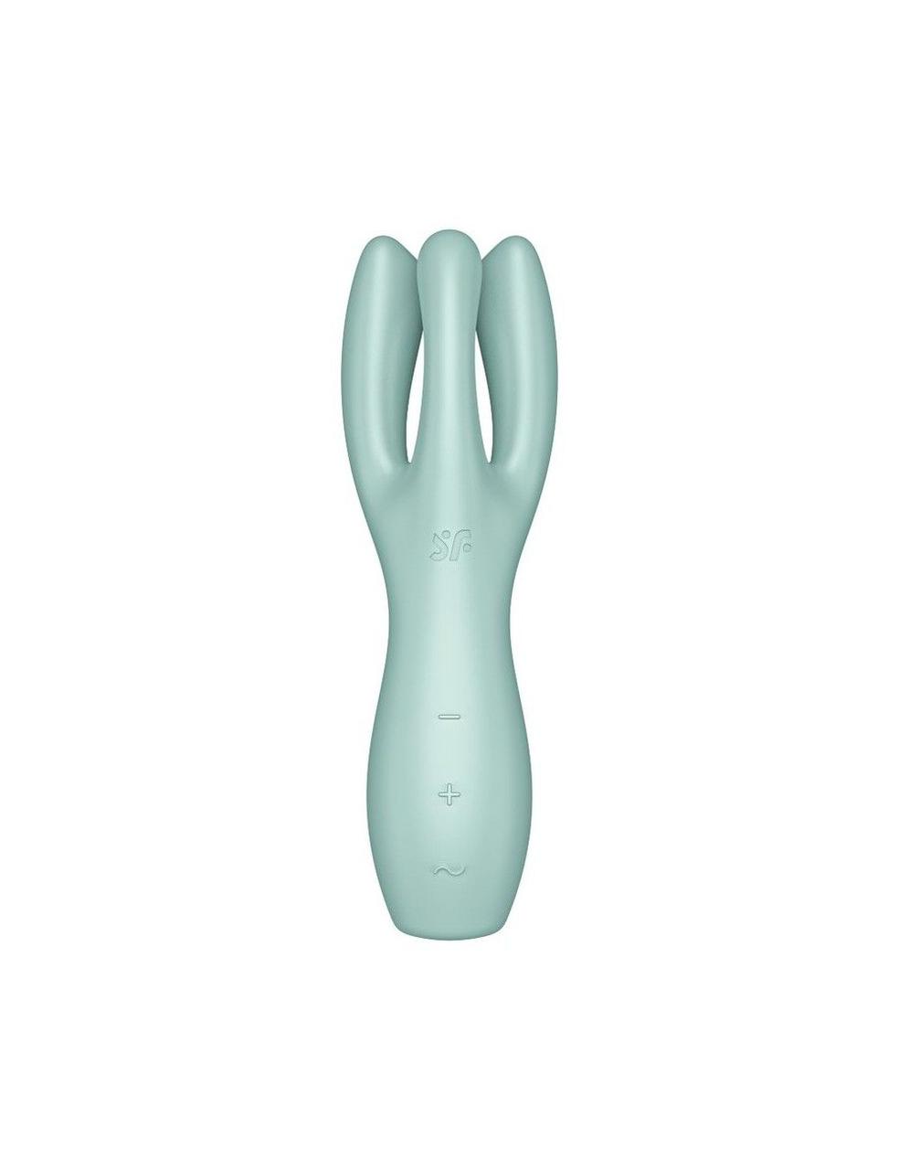 Кліторальний вібратор Satisfyer Threesome 3 Mint із трьома пальчиками, 14х2 см., фото 1