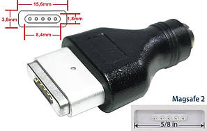 Перехідник до блоку живлення MagSafe 2 з 5.5x2.1(2.5)mm (Female) (A class) 1 день гар.