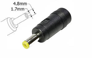 Перехідник до блоку живлення 4.8x1.7mm з 5.5x2.1(2.5)mm (Female) (A class) 1 день гар.