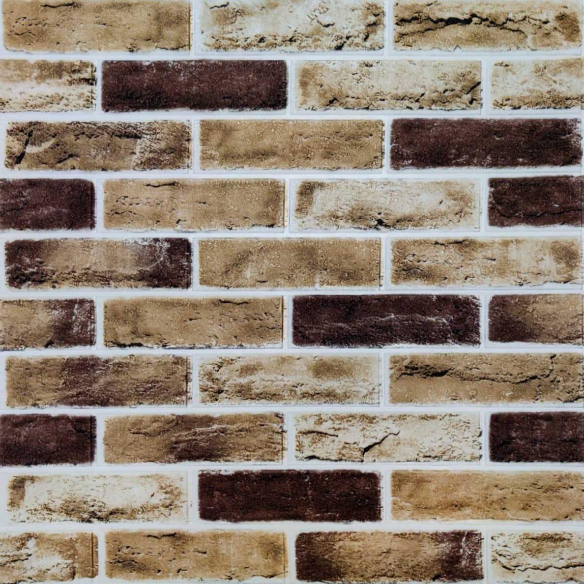 3Д панель стінова самоклеюча 70*70 см 5 мм Шпалери під цеглу клінкер пісочний Самоклейка 3Д