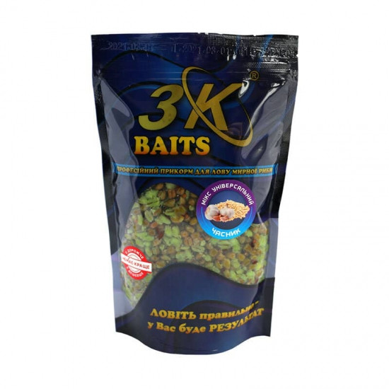 Прикормка 3k Baits Зерновий мікс Універсальний Часник 500г 3к03503, фото 1
