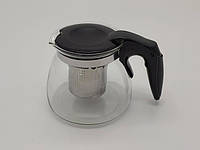 Стеклянный заварочный чайник с ситом Заварник для чая с фильтром и пластиковой ручкой D 9 H 10 cm 700 мл