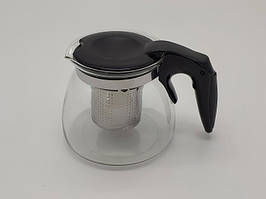 Скляний заварювальний чайник із ситом Заварник для чаю з фільтром і пластиковою ручкою D 9 H 10 cm 700 мл