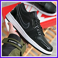 Кроссовки мужские Nike air Jordan Retro 1 Low black / Найк аир Джордан Ретро 1 черные с белой