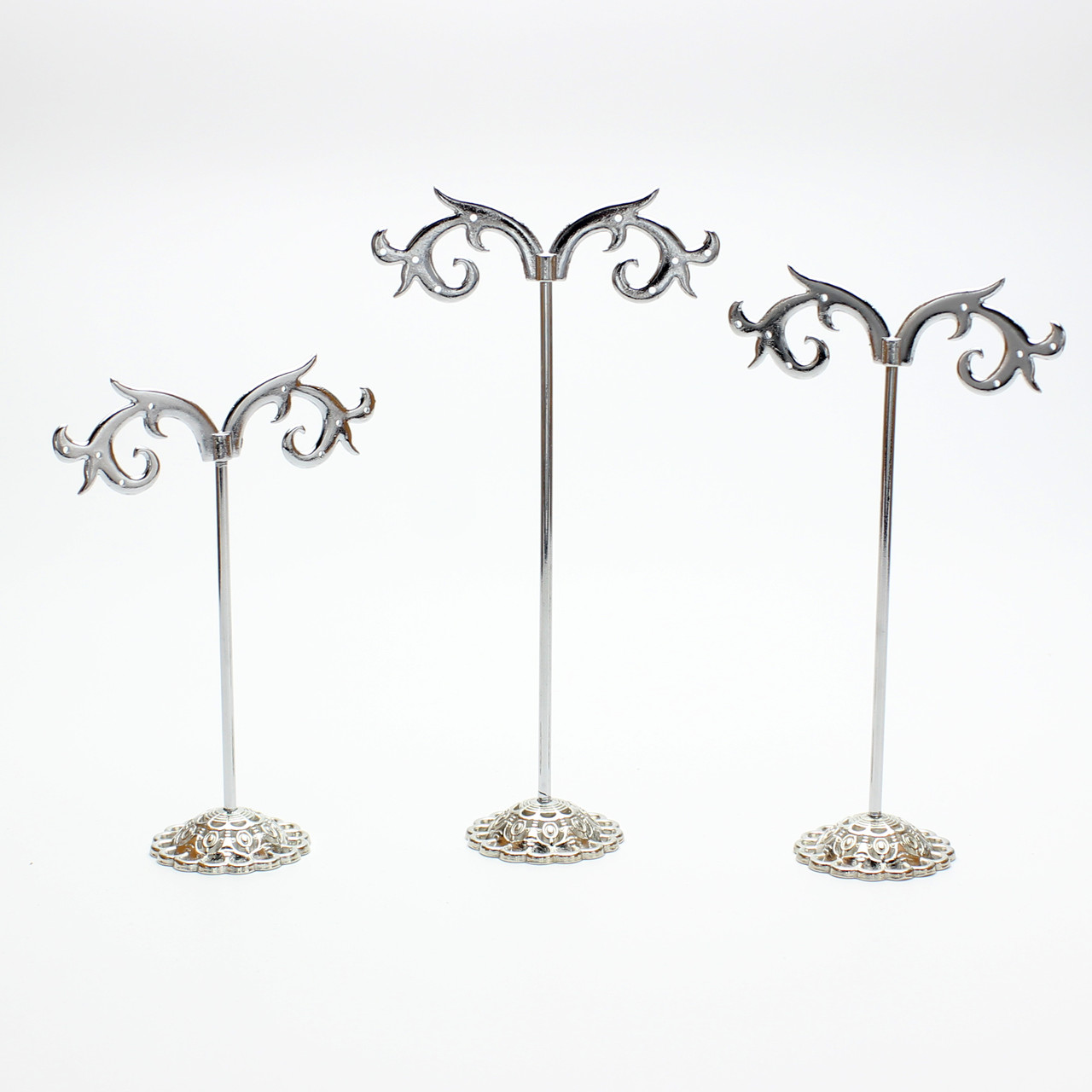 Стійки під сережки та прикраси метал хромована сріблястого кольору набір 3 шт. висота 13 см 10 см - фото 1 - id-p1651974117