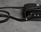 Маленька шкіряна сумочка ручної роботи, чорна жіноча сумка через плече, шкіряна сумка ''Котики'', фото 4