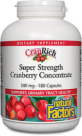 Концентрат журавлини (Cranberry Concentrate) CranRich Natural Factors 500 мг 180 капсул