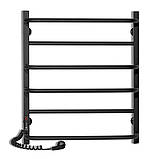 Рушникосушка електрична Flyme Black EF 600L (терморегулятор, таймер) ліве підключення, фото 2