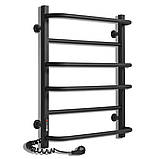 Рушникосушка електрична Flyme Black EF 600L (терморегулятор, таймер) ліве підключення, фото 4