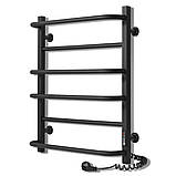 Електрична рушникосушка Flyme EF 600R (терморегулятор + таймер) колір чорний / права, фото 2