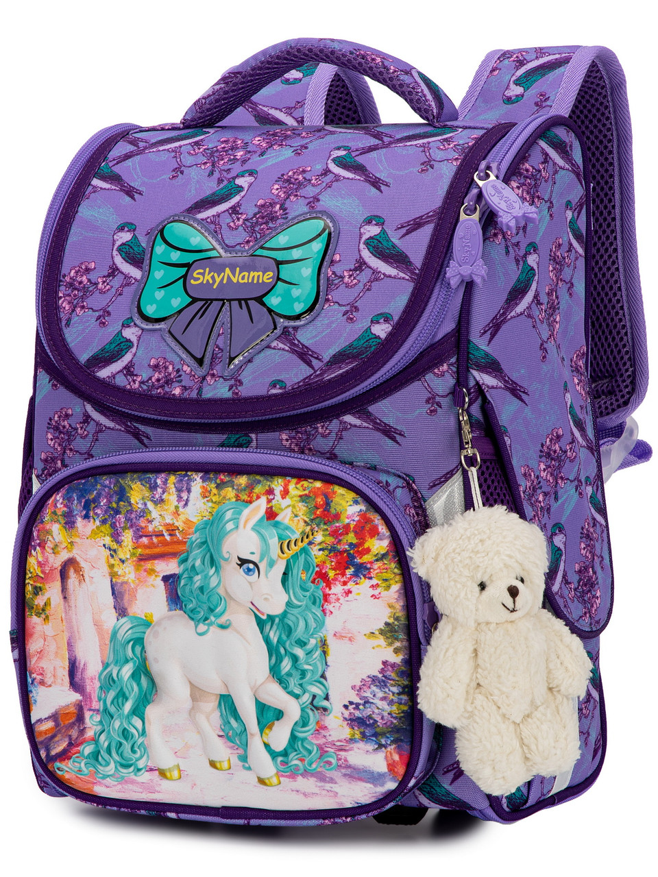 Ранець шкільний для дівчинки SkyName, одне відділення, бузковий, фото 1
