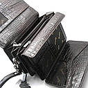 Чоловіча чорна шкіряна сумка Desisan ділова класична маленька сумочка барсетка з натуральної шкіри, фото 3