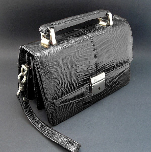 Чоловіча чорна шкіряна сумка Desisan ділова класична маленька сумочка барсетка з натуральної шкіри