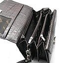 Чоловіча чорна шкіряна сумка Desisan ділова класична маленька сумочка барсетка з натуральної шкіри, фото 4
