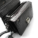 Чоловіча чорна шкіряна сумка Desisan ділова класична маленька сумочка барсетка з натуральної шкіри, фото 5