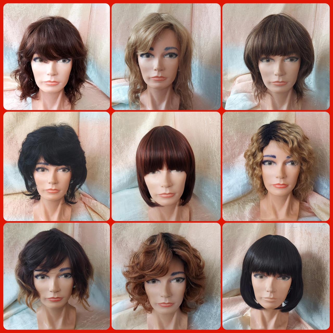 Перуки з натурального волосся каскад-каре в ассортименті (вибрати на сайті), фото 1