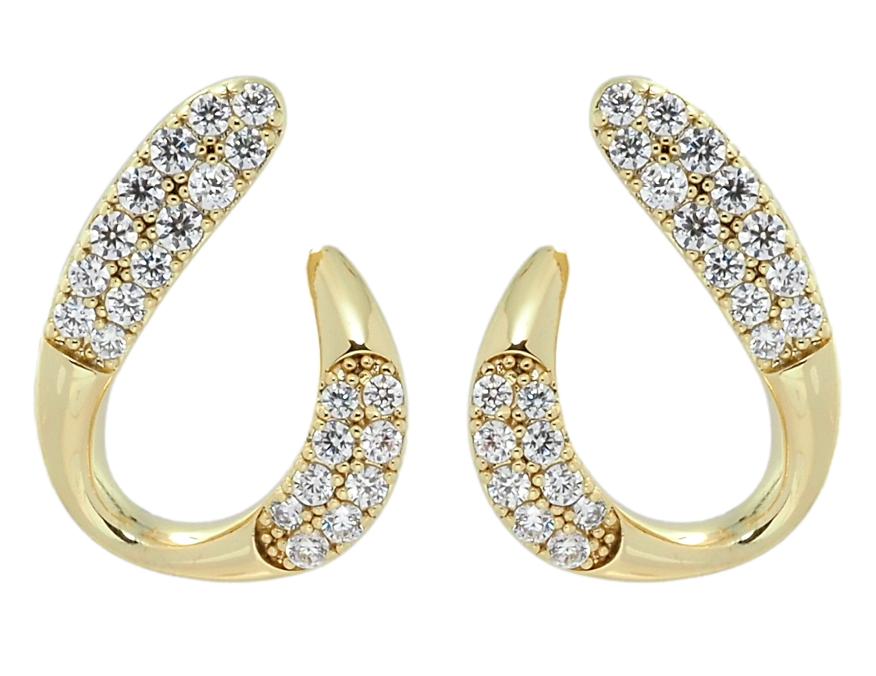 Сережки Xuping QQMM Позолота 14K пусети "Петельки з інкрустацією цирконієм"