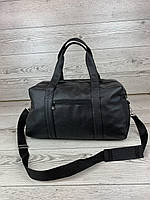 Дорожная сумка кожзам черная, Стильная Сумка кожаная для путешествий Классическая Деловая для поездок !