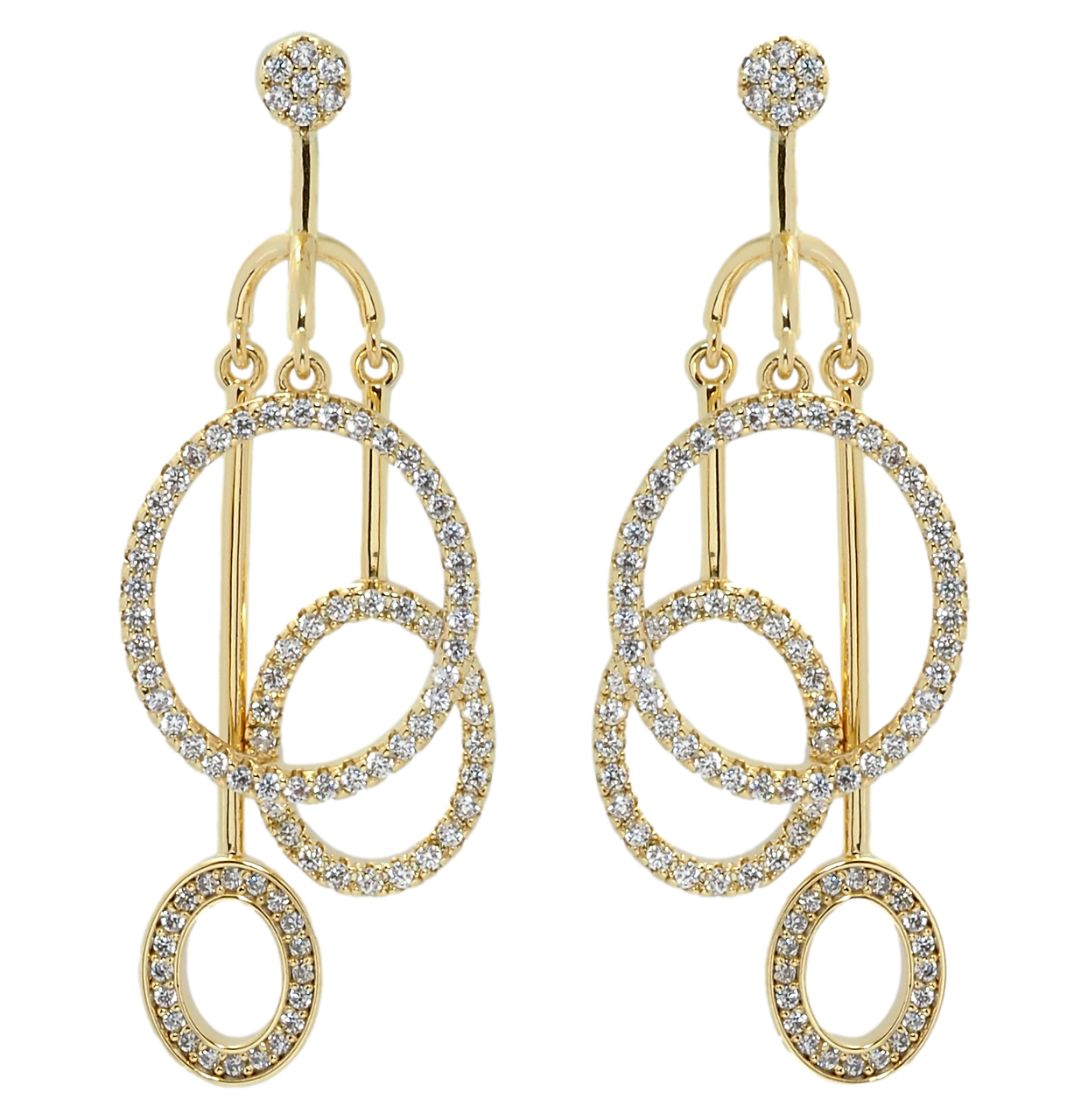 Сережки Xuping QQMM Позолота 14K пусети "Підвіски з колечками"