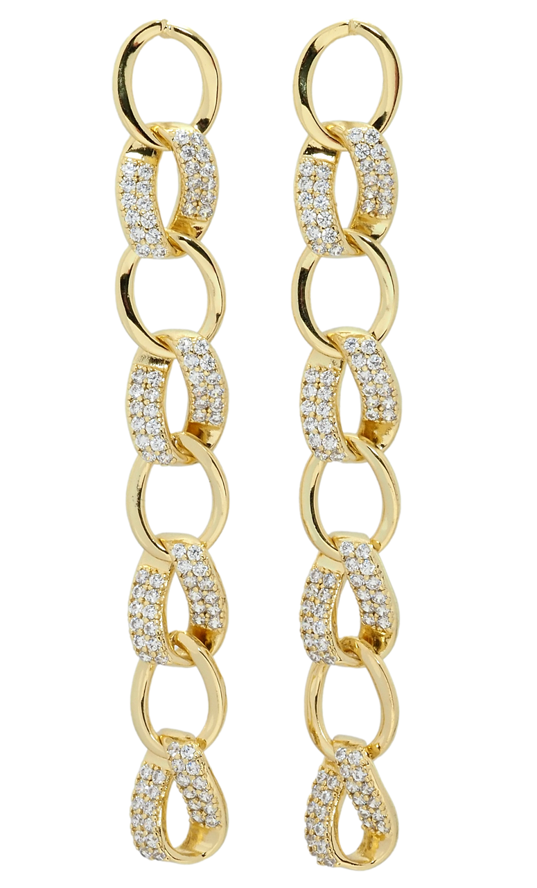 Сережки Xuping QQMM Позолота 14K пусети "Підвіски ланцюжки з цирконієм"
