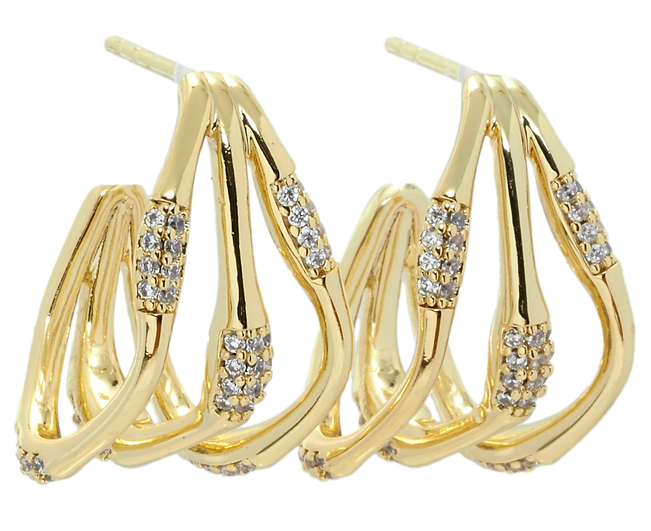 Сережки Xuping QQMM Позолота 14K пусети "Декоративні з цирконієм"