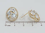 Сережки Xuping QQMM Позолота 14K пусети "Розсип фіанітів у перлинному колечку", фото 3