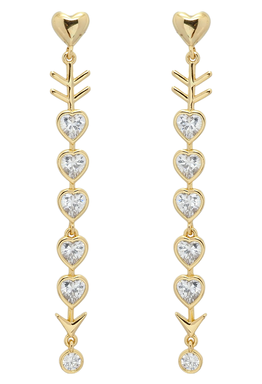 Сережки Xuping QQMM Позолота 14K пусети "Підвіски серця пронизані стрілою"