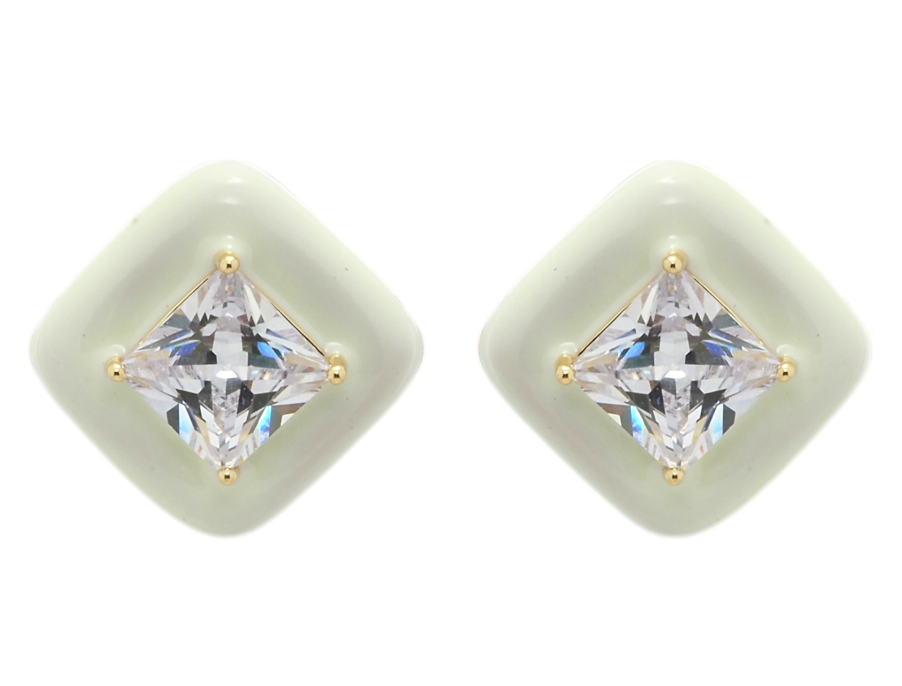 Сережки Xuping QQMM Позолота 14K пусети "Ромби з фіанітами та емаллю"