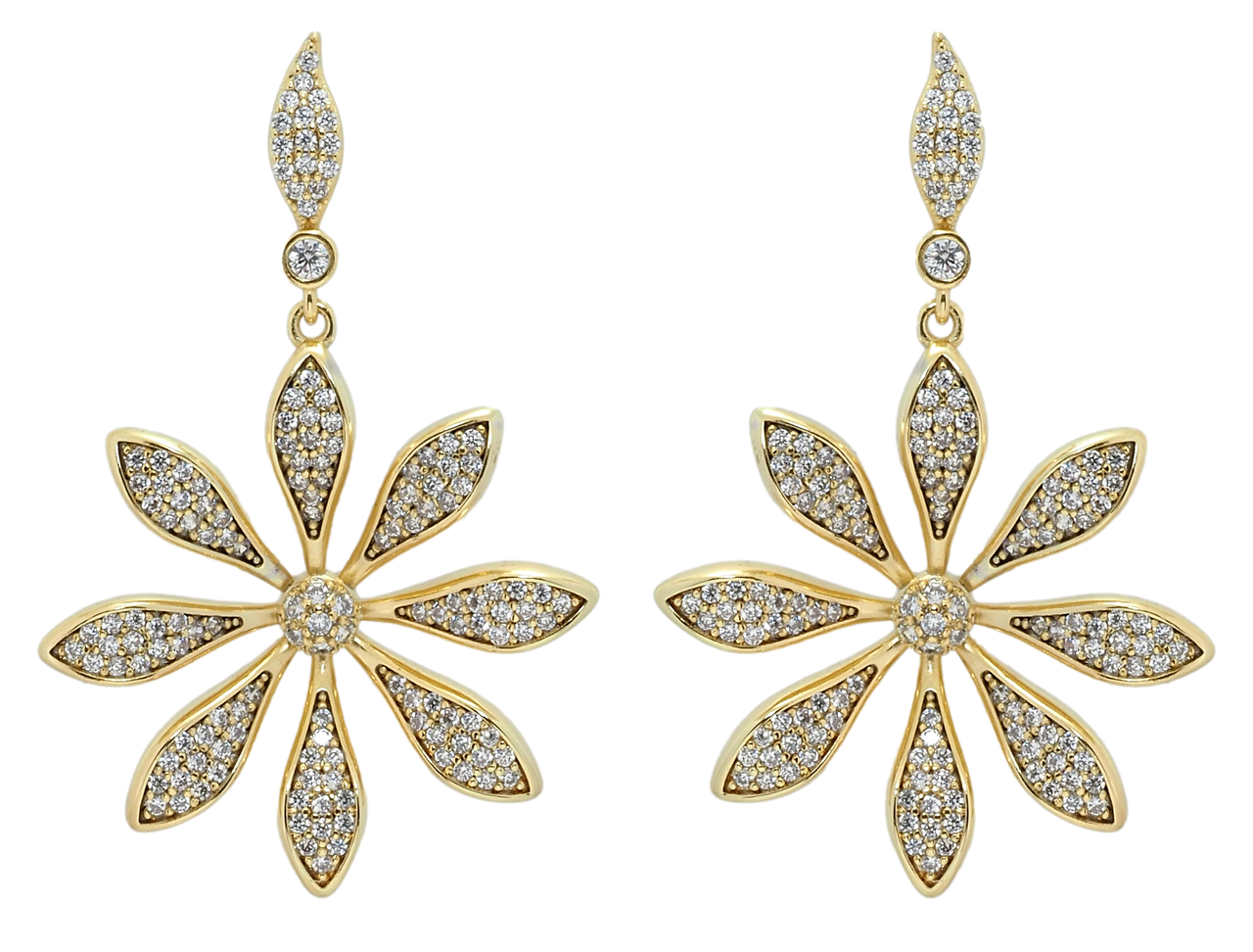 Сережки Xuping QQMM Позолота 14K пусети "Квіточки з цирконієм"