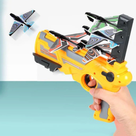 Дитячий іграшковий пістолет з літачками Air Battle катапульта з літаючими літаками (AB-1). Колір: жовтий