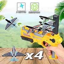 Дитячий іграшковий пістолет з літачками Air Battle катапульта з літаючими літаками (AB-1). SC-791 Колір: жовтий, фото 5