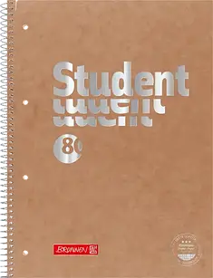 Тетрадь коледж-блок Brunen А4 на спіралі в клітині 80 аркушів 90 г/м2 обкладинка крафт