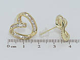 Сережки Xuping QQMM Позолота 14K пусети "Сердечки з цирконієм", фото 3