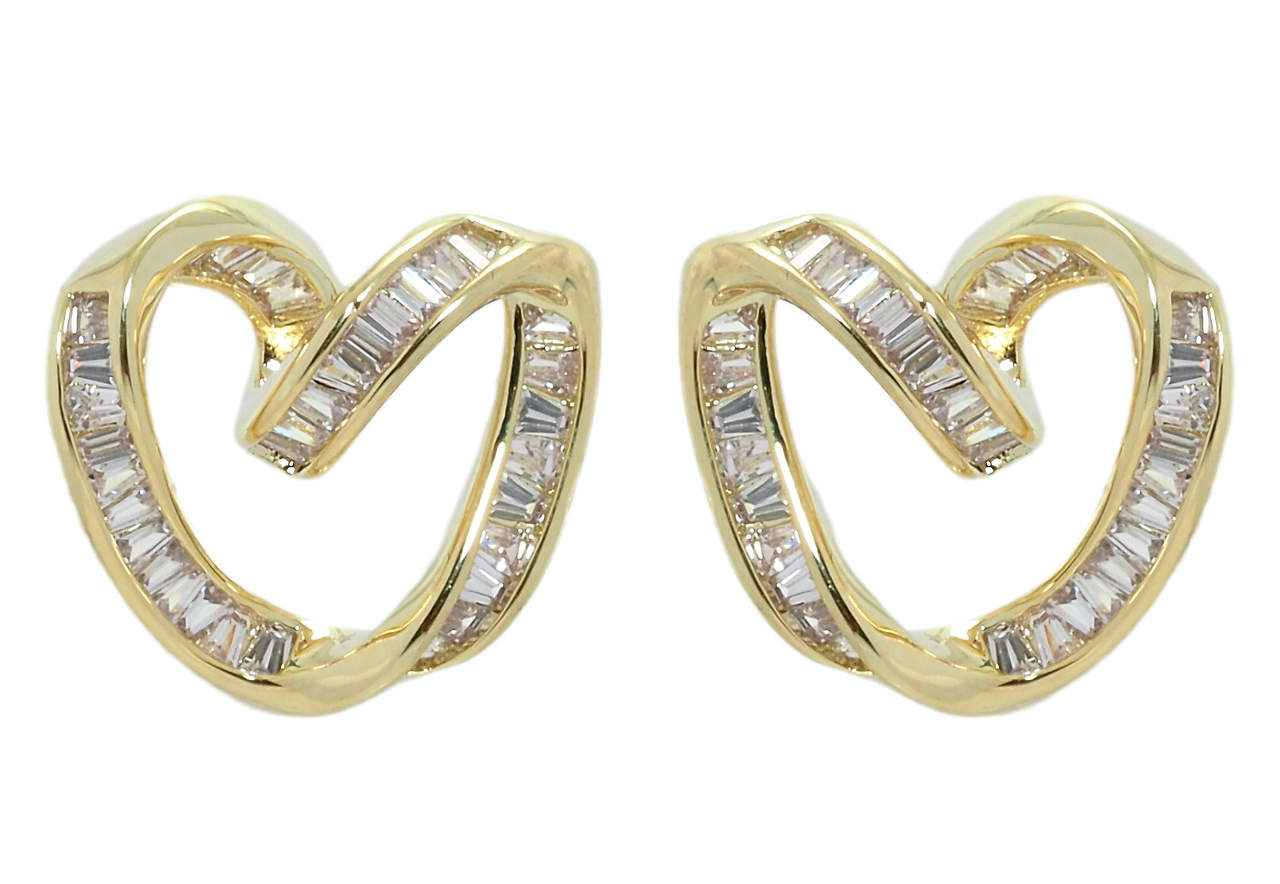 Сережки Xuping QQMM Позолота 14K пусети "Сердечки з цирконієм"