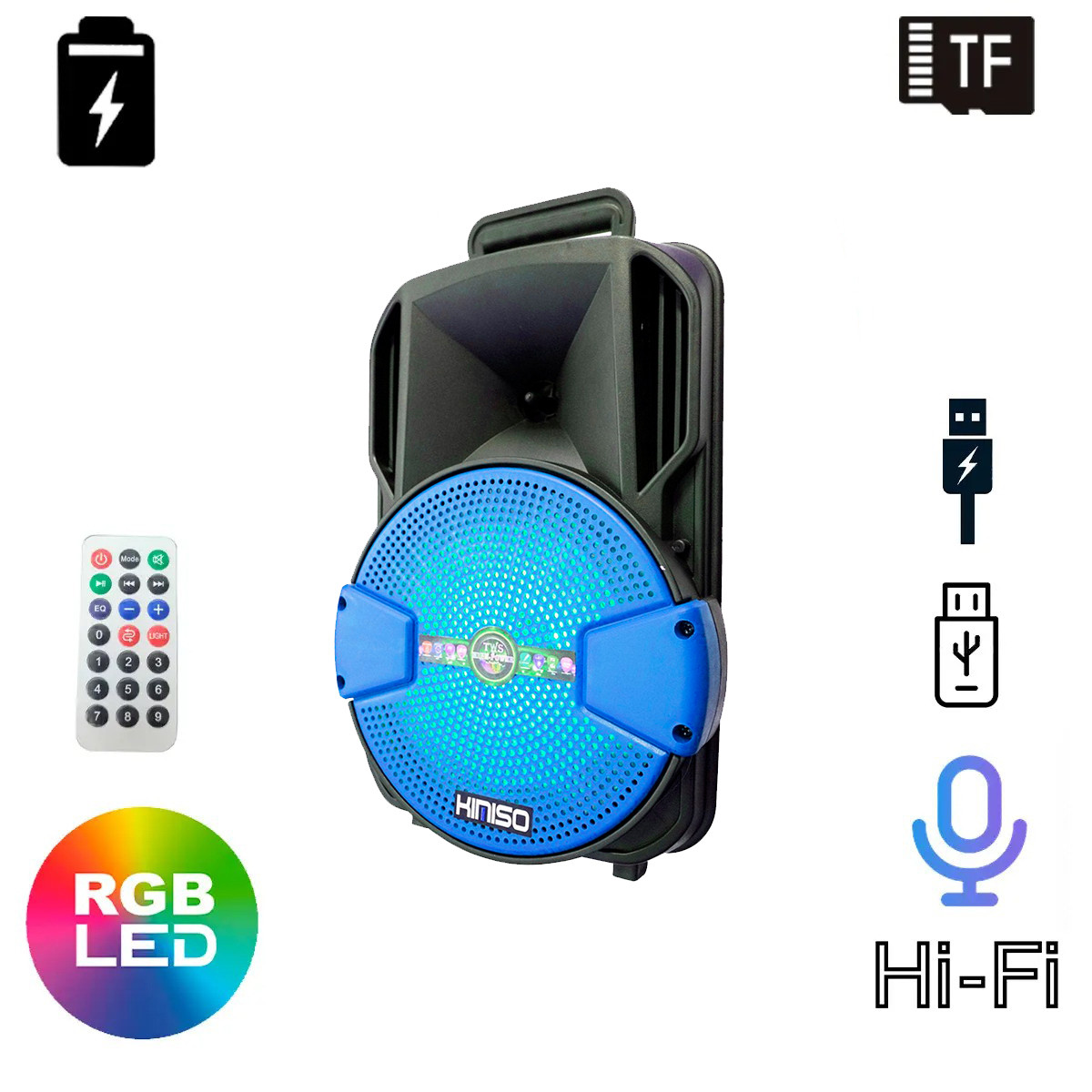 Hi-Fi радио колонка Kimiso KS-M1 FM Синяя колонка с подсветкой и микрофоном, музыкальная колонка блютуз (GK) - фото 1 - id-p1652048042