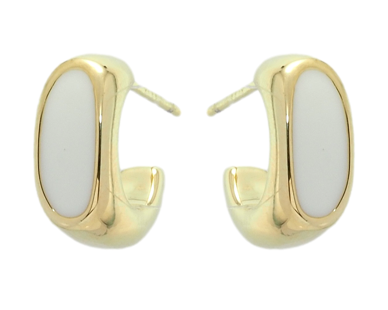 Сережки Xuping QQMM Позолота 14K пусети "Дуги з фарбуванням білою емаллю"