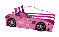 Детская кровать-машина розовая для девочки Glamour