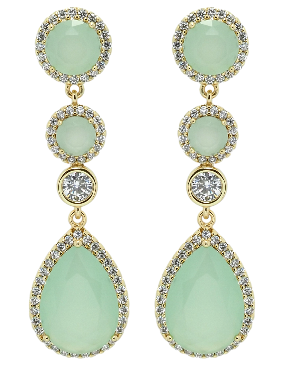 Сережки Xuping QQMM Позолота 14K пусети "Підвіски салатові фіаніти в обрамленні цирконію"