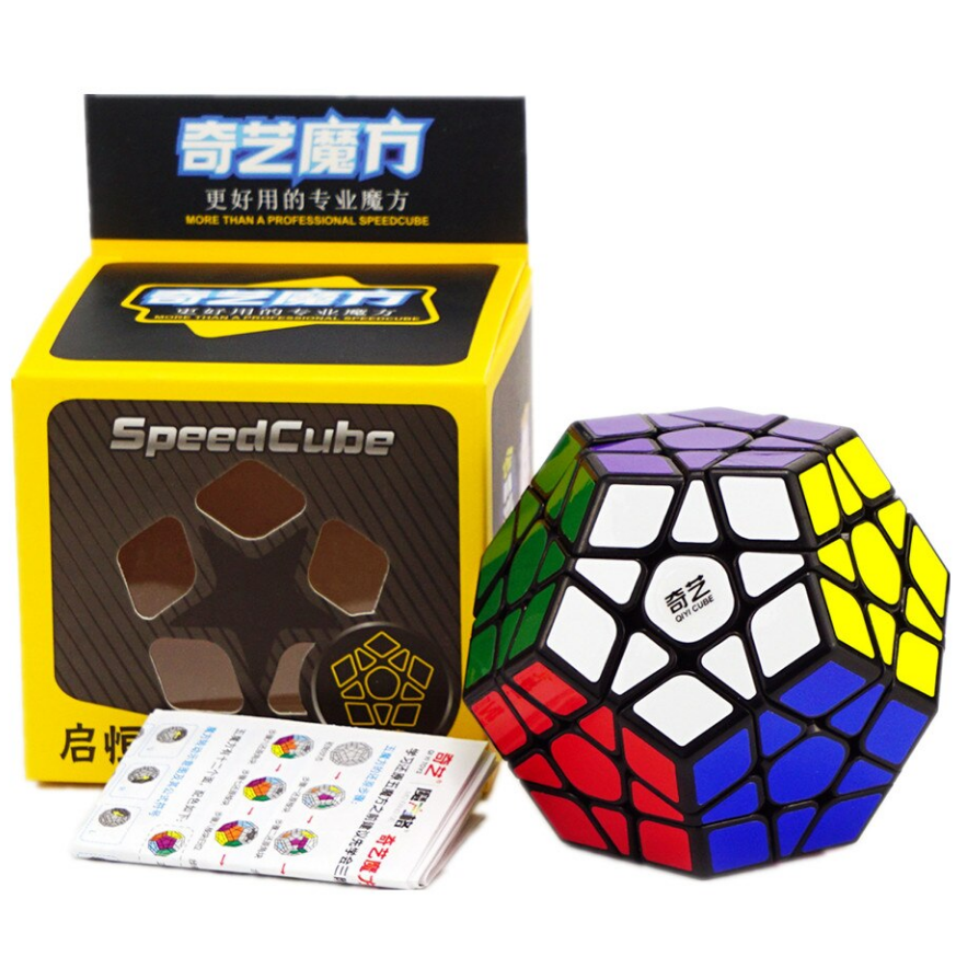 QiYi Qiheng Megaminx black | Мегамінкс чорний з кольоровими наклейками