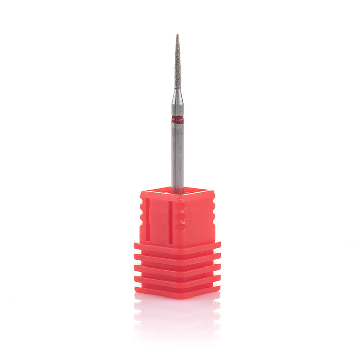 Фреза алмазна Nail Drill "Циліндр, тонкий стрільчастий кінець" 250 012R діаметр 1,2 мм, червона