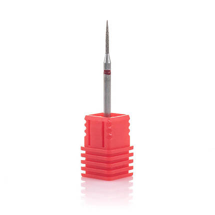 Фреза алмазна Nail Drill "Циліндр, тонкий стрільчастий кінець" 250 012R діаметр 1,2 мм, червона, фото 1