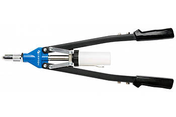 Заклепочник ручний 530 мм, для сталевих та алюмінієвих заклепок, 5 змінних головок до 6,4 мм Hoegert HT2C156