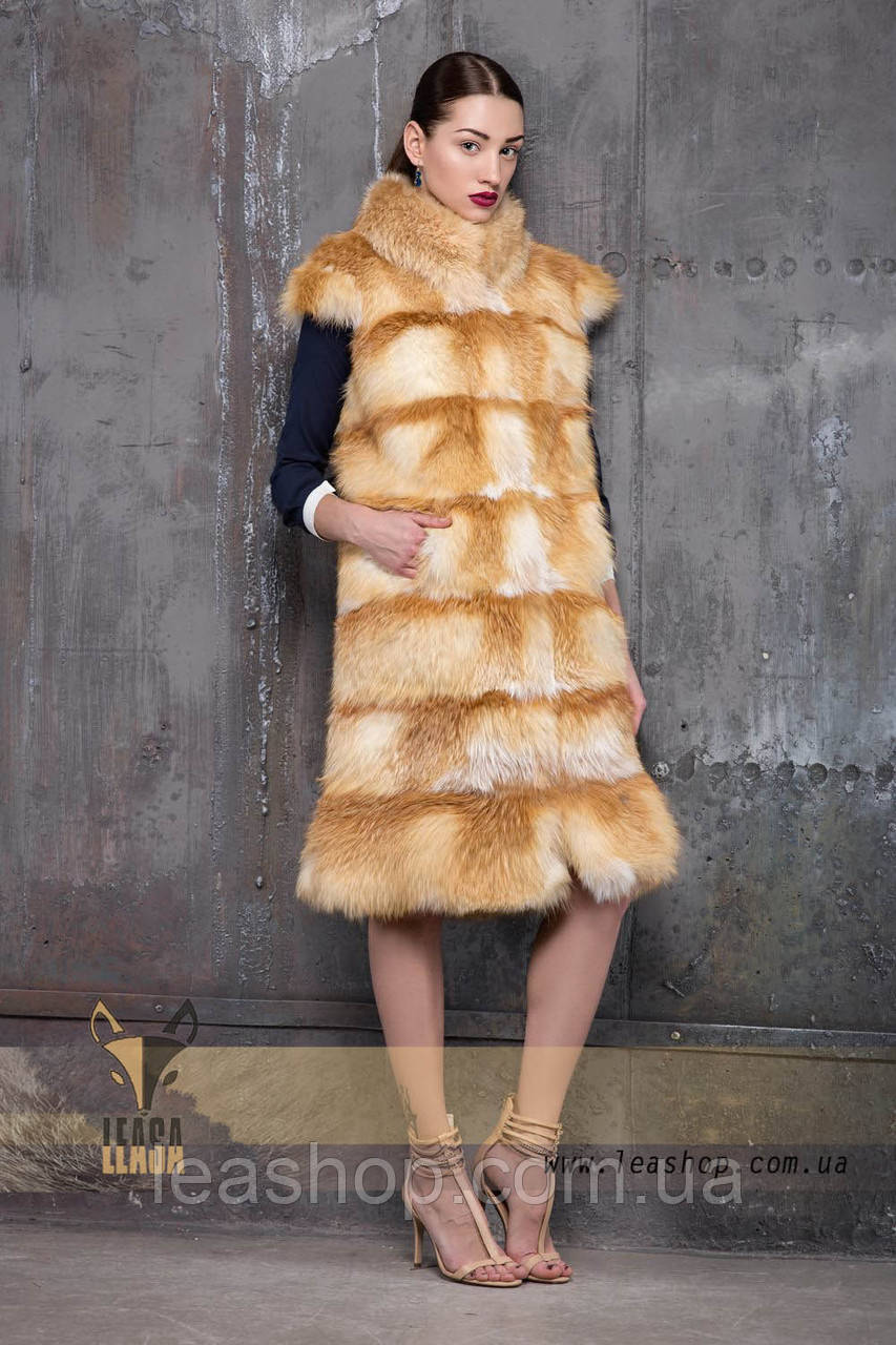 Жилет із пісочної лисиці натуральне хутро, фото 1