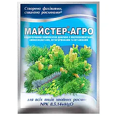 Добриво з мікроелементами для хвойних рослин Майстер-агро NPK 8/5/14, 25 г