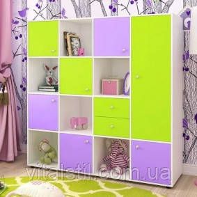 Шкаф дитячих з полками і закритими секціями для зберігання ігор 1520х400х1600 мм
