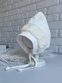 Тепла шапочка для малюків 3-6 місяців (38-42 см)осінь / зима Гномик Lari Кремовий