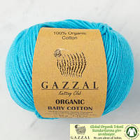 Пряжа Gazzal Organic Baby Cotton 423 Бирюзовый (Газзал Органик Беби Коттон) 100% оргинический хлопок