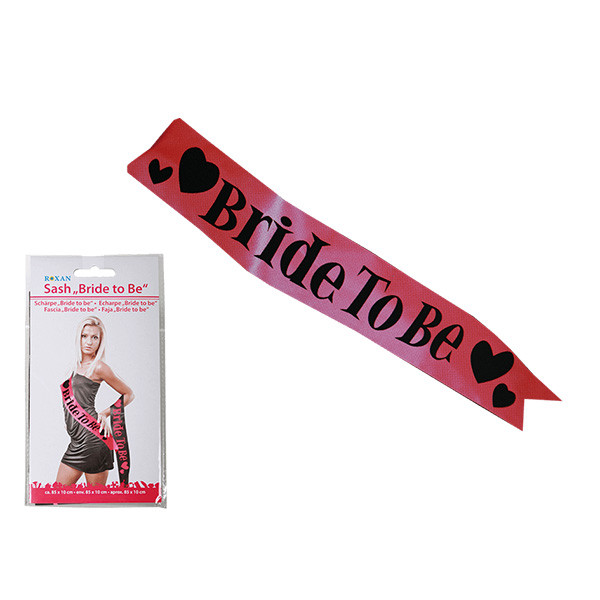 Стрічка для дівчини "Bride to be"/рожевий/чорний