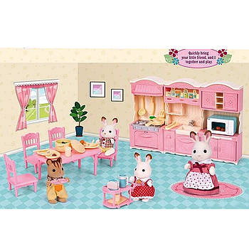 Ігровий Набір меблів Сільваніан Феміліс (стіл, 4 стільці, столові прилади, в коробці) Sylvanian Families 15118
