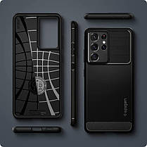 Чохол Spigen для Samsung Galaxy S21 Ultra — Rugged Armor, Black (ACS02349), фото 4